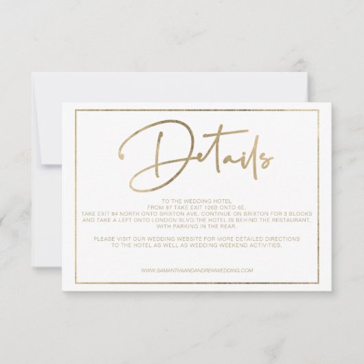 Gouden elegantie lijst script chique details bruil kaart (Voorkant)