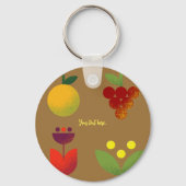 Gouden Elegantie Moderne Bloemen Fruit Sleutelhanger (Achterkant)