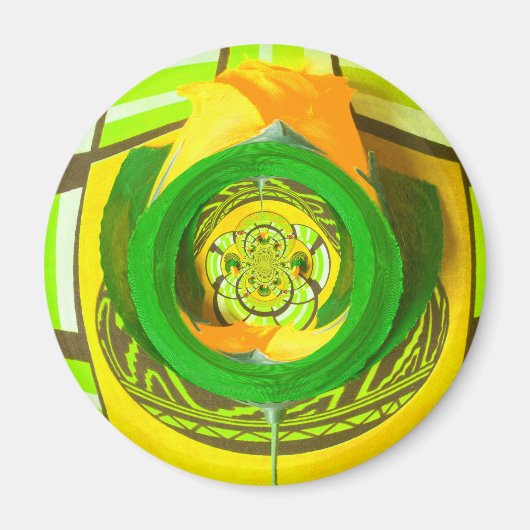 Gouden Elegantie: Mooie Afrikaanse Gele Roos Kunst Magneet (Voorkant)