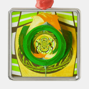 Gouden Elegantie: Mooie Afrikaanse Gele Roos Kunst Metalen Ornament