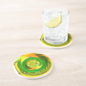 Gouden Elegantie: Mooie Afrikaanse Gele Roos Kunst Zandsteen Onderzetter (Zijkant)