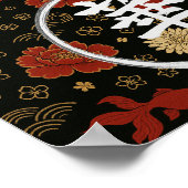 Gouden Elegantie: pioenen en koi Poster (Hoek)