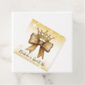 Gouden Elegantie: Sweet 16 Crown & Bow Glitter Bedankjes Labels (In situ)