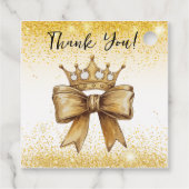 Gouden Elegantie: Sweet 16 Crown & Bow Glitter Bedankjes Labels (Achterkant)