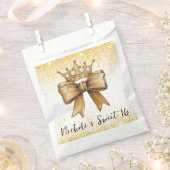Gouden Elegantie: Sweet 16 Crown & Bow Glitter Bedankzakje (Geknipt)