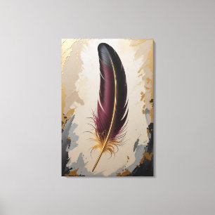 Gouden Elegantie Veer Luxe Minimalist Canvas Afdruk