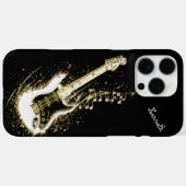 Gouden elektrische gitaar met muzieknoten Case-Mate iPhone case (Achterkant (horizontaal))