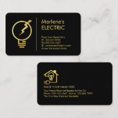 Gouden Elektrische Lamp Bliksemkracht Visitekaartje (Voorkant / Achterkant)