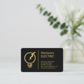 Gouden Elektrische Lamp Bliksemkracht Visitekaartje (Staand voorkant)