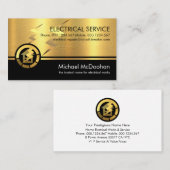 Gouden Elektrische Lightning Bolts Elektricien Visitekaartje (Voorkant / Achterkant)