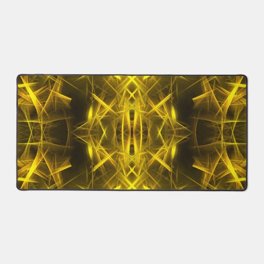 Gouden Elektrische Plasma Fractale Kunst Bureaumat (Voorkant)