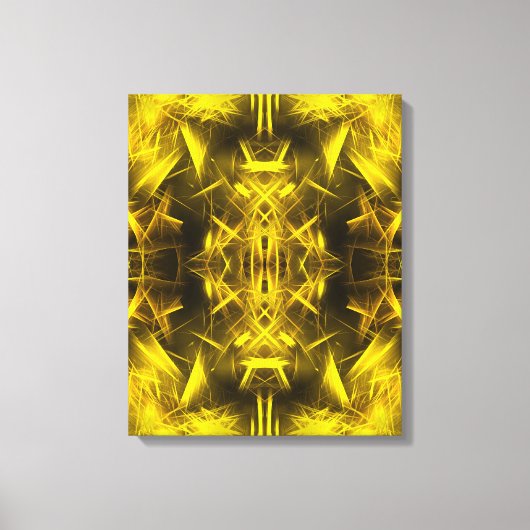 Gouden Elektrische Plasma Fractale Kunst Canvas Afdruk (Voorkant)