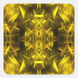 Gouden Elektrische Plasma Fractale Kunst Vierkante Sticker