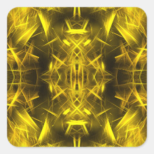 Gouden Elektrische Plasma Fractale Kunst Vierkante Sticker