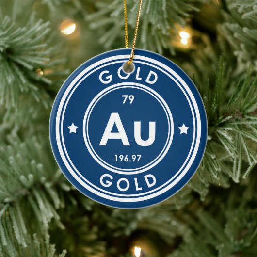 Gouden Element Blauw Keramisch Ornament (Boom)