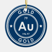 Gouden Element Blauw Keramisch Ornament (Voorkant)