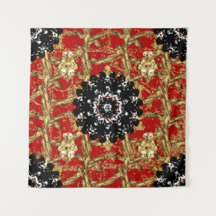 Gouden element op rode achtergrond. Vintage illust Wandkleed