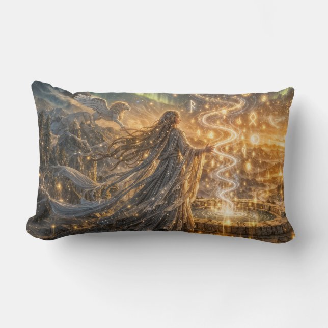 Gouden Elfen Fantasy Licht – Impressionistische Fa Kussen (Voorkant)