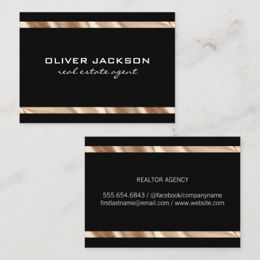 Gouden Elite Trim Zwart Visitekaartje (Voorkant / Achterkant)