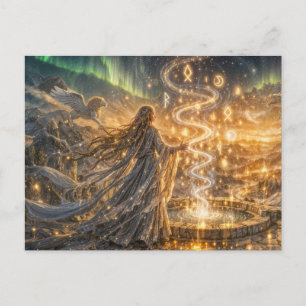 Gouden Elven Fantasie Licht Impressionistische Fan Briefkaart