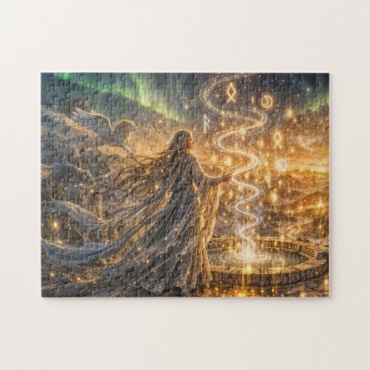 Gouden Elven Fantasie Licht Impressionistische Fan Legpuzzel (Horizontaal)