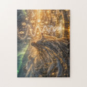 Gouden Elven Fantasie Licht Impressionistische Fan Legpuzzel (Verticaal)