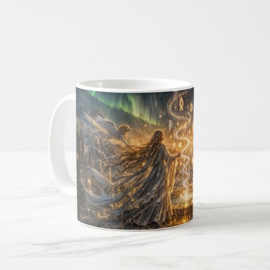 Gouden Elven Fantasy Licht Mok Impressionistische  (Voorkant links)