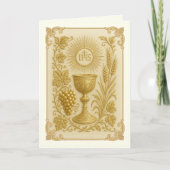 Gouden Embossed Chalice Tarwe Druiven Priester Bedankkaart (Voorkant)