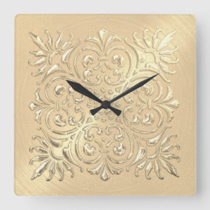  Gouden Embossed Look Vierkante Klok