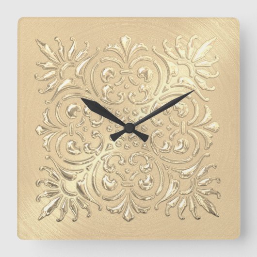  Gouden Embossed Look Vierkante Klok (Voorkant)