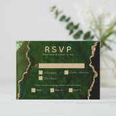 Gouden Emerald Groene Agaat Bruiloft RSVP Kaart (Staand voorkant)