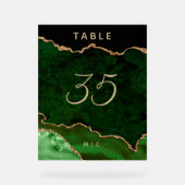 Gouden Emerald Groene Agaat Trouwtafel Nummer Acryl Bord (Voorkant)