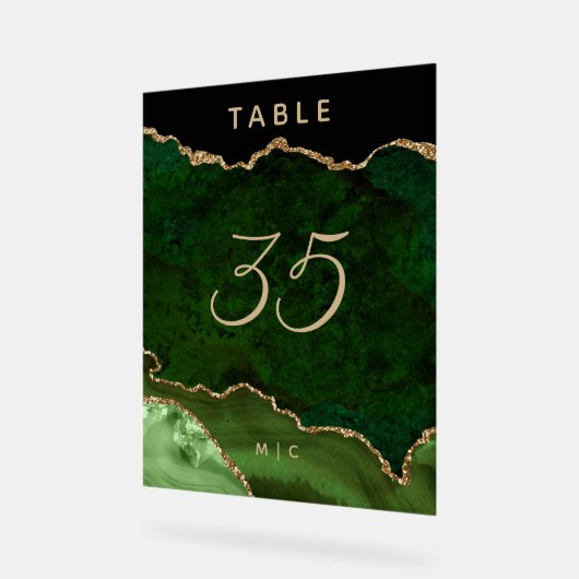 Gouden Emerald Groene Agaat Trouwtafel Nummer Acryl Bord (Hoek)