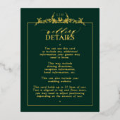 Gouden Emerald Groene Bloemen Border Monogram Deta Folie Uitnodiging Briefkaart (Voorkant)