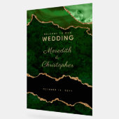 Gouden Emerald Groene Marmeren Agaat Bruiloft Welk Acryl Bord (Hoek)