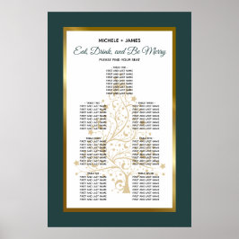 Gouden Emerald Winter Bruiloft Zitting Grafiek Poster