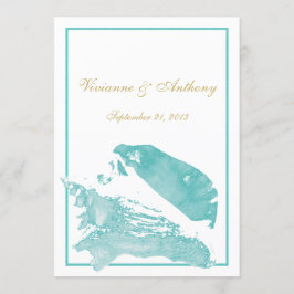 Gouden en Aqua Marine Seashell bruiloft Kaart