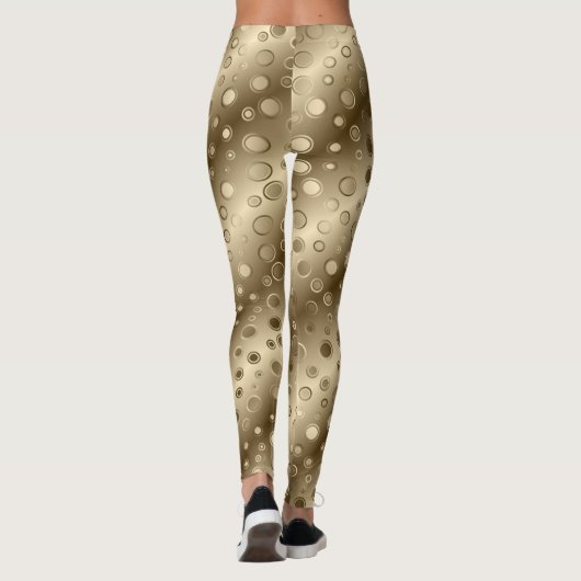 Gouden en beige cirkels leggings (Achterkant)