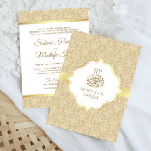 Gouden en Beige Damast Islamitische Moslim Bruilof
