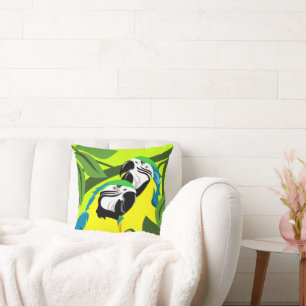 Gouden en Blauwe Ara's Kussen