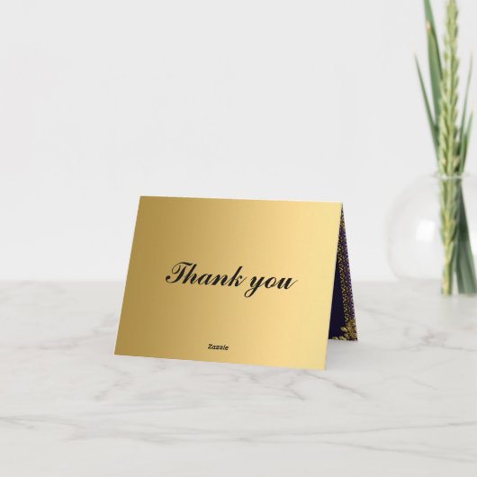 Gouden en blauwe bedankkaart Voeg eigen tekst toe (Achterkant)
