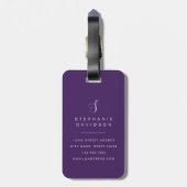 Gouden en Blauwe Bloem Bagage Label (Achterkant verticaal)