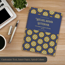 Gouden en blauwe bloem- en traandropmotief notitieboek