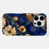 Gouden en blauwe bloemen weelde Case-Mate iPhone case (Achterkant (horizontaal))
