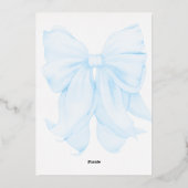 Gouden en Blauwe Bow Boy Doop Elegant Digitaal Folie Uitnodiging (Achterkant)
