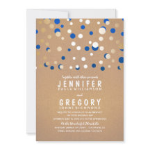 Gouden en blauwe Confetti Elegante huwelijksuitnod