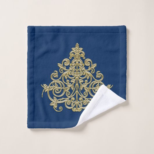 gouden en blauwe Damask badhanddoek set Bad Handdoek (Wasdoekje)