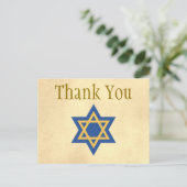 Gouden en blauwe davidster bedankt briefkaart (Staand voorkant)