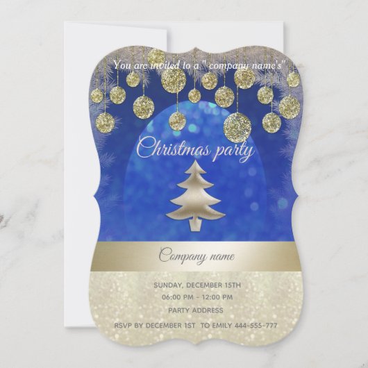 gouden en blauwe feestdag kaart (Voorkant)