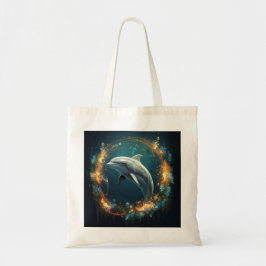 Gouden en Blauwe Gelukkige Dolfijn Tote Bag